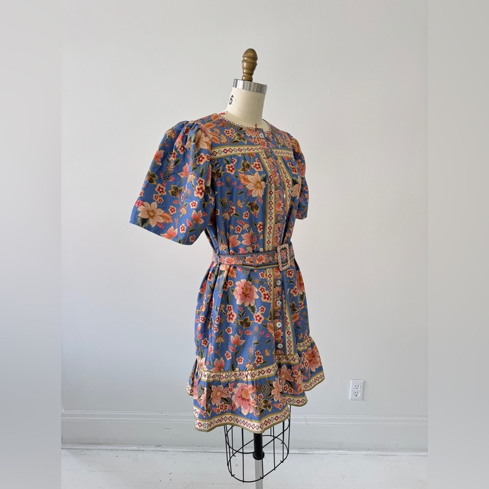 FARM Rio Blue Floral Midi Dress with Pink & Green Accents - Picture 6 of 16